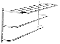 Polder Bathroom Wall Shelf With 2 towel Racks, chrome