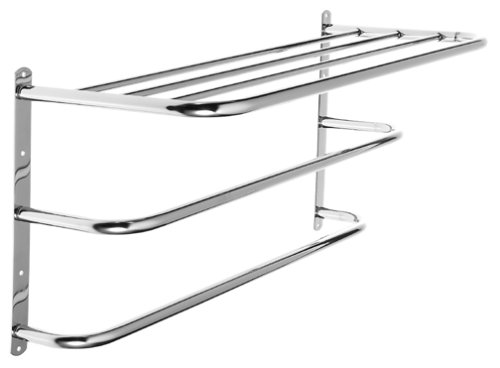 Polder Bathroom Wall Shelf with 2 Towel Racks, Chrome