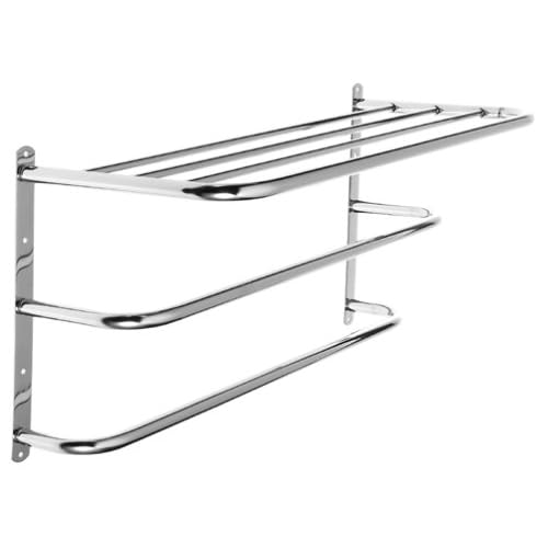 Polder Bathroom Wall Shelf With 2 towel Racks, chrome