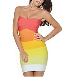 Strapless Stretchy  Fitted Cocktail Above the Knee Nylon/Rayon/Spandex Bandage Dress/Bodycon Dress  With a Bow(s)