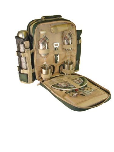  : Quintessential Luxury Two Person Picnic Backpack in Forest Green