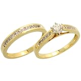 14k Gold 2-Piece Engagement Ring Solitaire Bridal Set (5mm; 3mm), w/ 0.35 Carat Brilliant Cut Diamonds