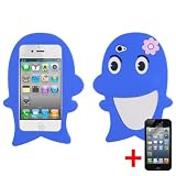 APPLE IPHONE 4 4S 3D CUTE BLUE DOLPHIN RUBBER SKIN COVER SOFT GEL CASE + FREE SCREEN PROTECTOR from [ACCESSORY ARENA]