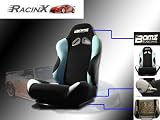 Black with Baby Blue Universal Racing Seats - Pair