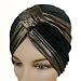GLAMOROUS BLACK & GOLD TURBAN HAT HEAD COVER SUN CAP
