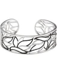 Genuine Black Spinel & Diamond Hinged Bangle Bracelet Sterling Silver 68084