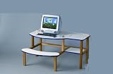 Childs wooden computer desk for 1 - 2 kids, ages 2 - 6 - white