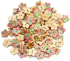 100pcs Wooden Flower Buttons Two Holes Scrapbooking Craft Making Sewing DIY New