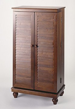 Leslie Dame CDDVD Wall Rack Media Storage Cabinet with Louvered Door in Merlot