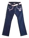 Thermo-Jeans mit Stickereien in dunkelblau