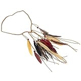 ノーブランド品　レディース　ヘアアクセサリー　ヘアバンド　ボヘミアン　インド風　羽　ヘッドバンド　ターバン　2個　2色選べる - ＃1