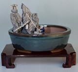 Bonsai Boy's Water/Stone Landscape Scene<br>Ceramic Bonsai Pot - 8 x 6
