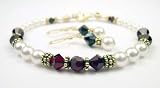 January Garnet Gold Filled Birthstone Swarovski Crystal Beaded Pearl Braceletss and Earrings Sets