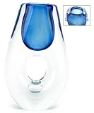 100% Handcraft Murano Glass Art Handblown Glass Blue Sommerso w/ Holed Out Center Vase