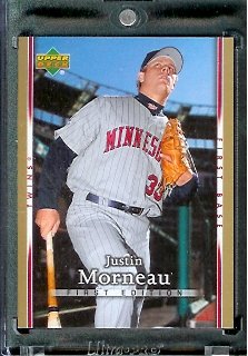 2007 Upper Deck First Edition Baseball Card #110 Justin Morneau Minnesota Twins - Mint Condition - In Protective Display Case !