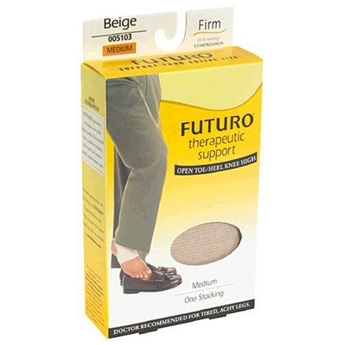 Futuro Therapeutic Support Open Toe/Heel Knee High, Beige / Medium / Firm, (Pack of 2)