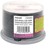 Maxell 50PK DVD-R 16X 4.7GB PRINT TO CENTER WHITE MATTE