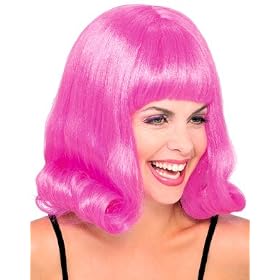 Adult's Vintage Clubbing Style Pink Costume Flip Wig
