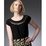 AK Anne Klein Petite Pointelle-Trim Cap-Sleeve Top at Anne Klein