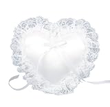Hortense B. Hewitt Wedding Accessories, Ring Bearer Pillow, White Heart, 7-Inches x 7-Inches