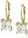 Amazon Essentials Platinum or Gold-Plated Sterling Silver Swarovski Zirconia Princess-Cut Leverback Earrings, (previously Amazon Collection)
