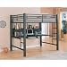 Contemporary Charcoal Gray Metal Loft Bed & Computer Workstation