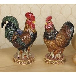 Buy French Country Rooster And Chicken Salt And Pepper Shakers For Kitchen Decor by Fancy Feather Collection