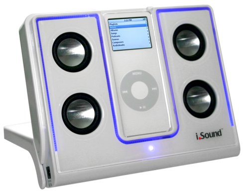 DreamGear i.Sound 4x Glow Foldable Speaker System for iPod nano 1G (White)