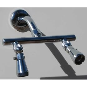 Dual Showerhead Bar with Jet Shower Heads - Polished Brass