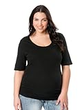 Motherhood Plus Size Elbow Sleeve Scoop Neck Lightweight Maternity T Shirt