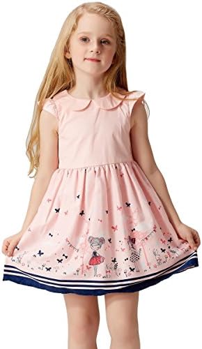 BILIBAYA Little Girls' Floral Border Vest Sundress(Size 6)