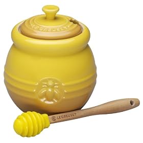 Le Creuset Stoneware Honey Pot with Silicone Dipper, Dijon