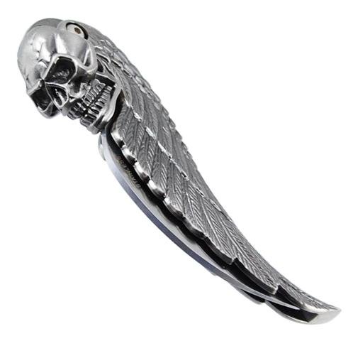 Unique Skull Wing 7 Folding Biker Knife - Curved Blade by Szco