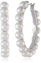Honora White Freshwater Cultured Pearl Hoop Earrings