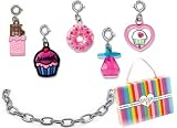 CHARM IT! I Love Sweets Set of 5 Charms & SILVER Link Bracelet Set in Keepsake Jewelry Gift Box!