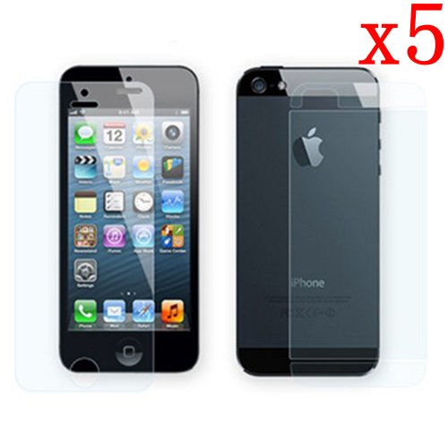 Clear 5 X Front and Back LCD Screen Protector Cover for New Apple iPhone 5G Clear 5 X Front and Back LCD Screen Protector Cover for New Apple iPhone 5G