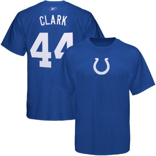 Reebok Indianapolis Colts #44 Dallas Clark Royal Blue Scrimmage Gear T-shirt (Small)