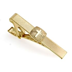 Cross and sunburst tie clip with presentation box. Made in the USA by 