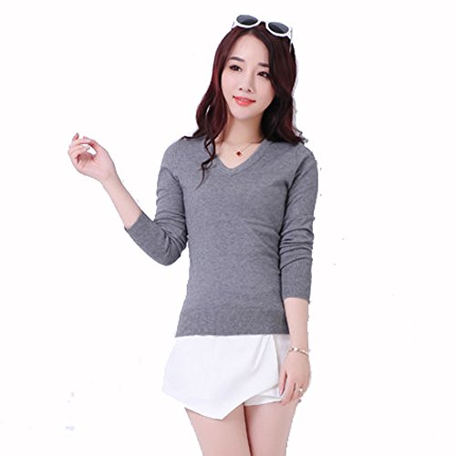 Vネック カットソー ぴったりフィット 無地 シンプル 通勤 OL