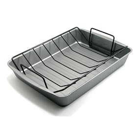 OvenStuff Non-Stick 17.2 Inch x 12.7 Inch x 2.7 Inch Large Roasting Pan with Rack