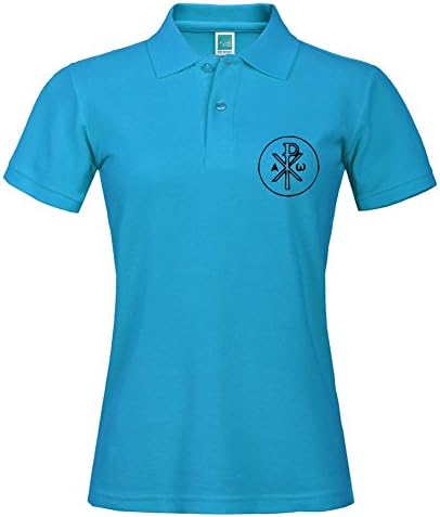 Anti-shrink Blue Adult Short Sleeve Tee With Collor Christ Monogram - Jesus - God - Christianity - Bible Xx-large Polo Shirt Hot Selling