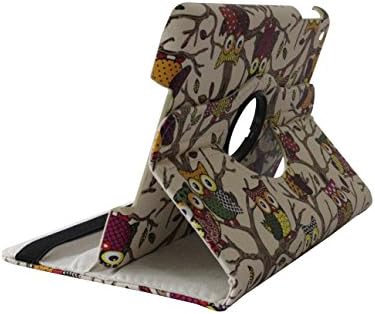 iStyle Dealer Newly Designed PU Leather Luxury Stylish Slim-Fit Ultra Lightweight 360 Degrees Rotating Night Owl Bird Style Design Series Smart Cover Case Skin with Auto Sleep / Wake Feature Multi-Angle Viewing for iPad mini 2 ipad mini 3 iPad with Retina Display 2013 Release iPad mini 2014 Versions Bonus Stylus Pen and Cleaning Cloth Pad - Owl Beige