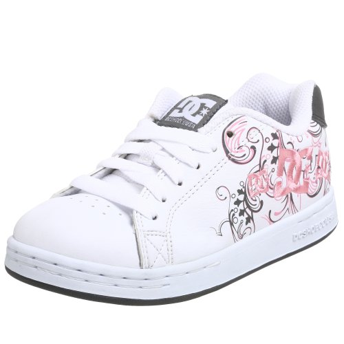 DC Little Kid/Big Kid Pixie 3 Sneaker,White/Battleship,6 M US Big Kid