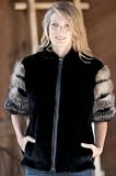 Women's Samantha Sheared Beaver Fur Vest with Fox Fur Trim