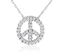 10k White Gold Diamond Peace Sign Pendant (1/4 cttw, K-L Color, I3 Clarity), 18"