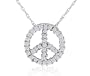 10k White Gold Diamond Peace-Sign Pendant (1/4 cttw, K-L Color, I3 Clarity), 18"