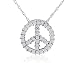 Jewelry : 10k White Gold Diamond Peace Sign Pendant (1/4 cttw, K-L Color, I3 Clarity), 18"