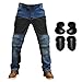 2019 Men Motorcycle Riding Jeans Armor Racing Cycling Pants with Upgrade Knee Hip Protector Pads (Blue, S=28)