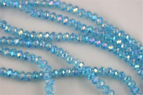 Chinese Crystal Glass Beads Faceted Rondelle 6mm Topaz Blue AB (3583)