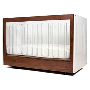 ROH CRIB White/Walnut with 2 Acrylic Sides
